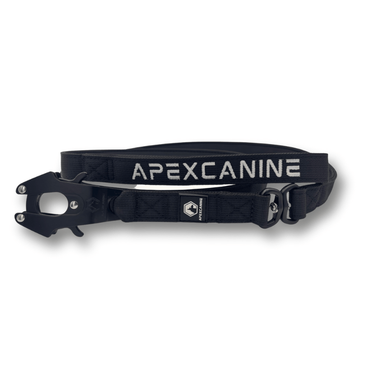 ApexCanine 1.4m Tactical Swivel Dogs Lead - Black - Front angle - plain white background