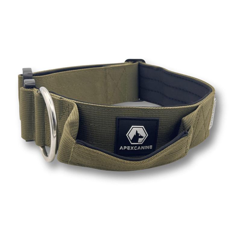 ApexCanine Small Tactical Dog Collar - Khaki - full view - white background