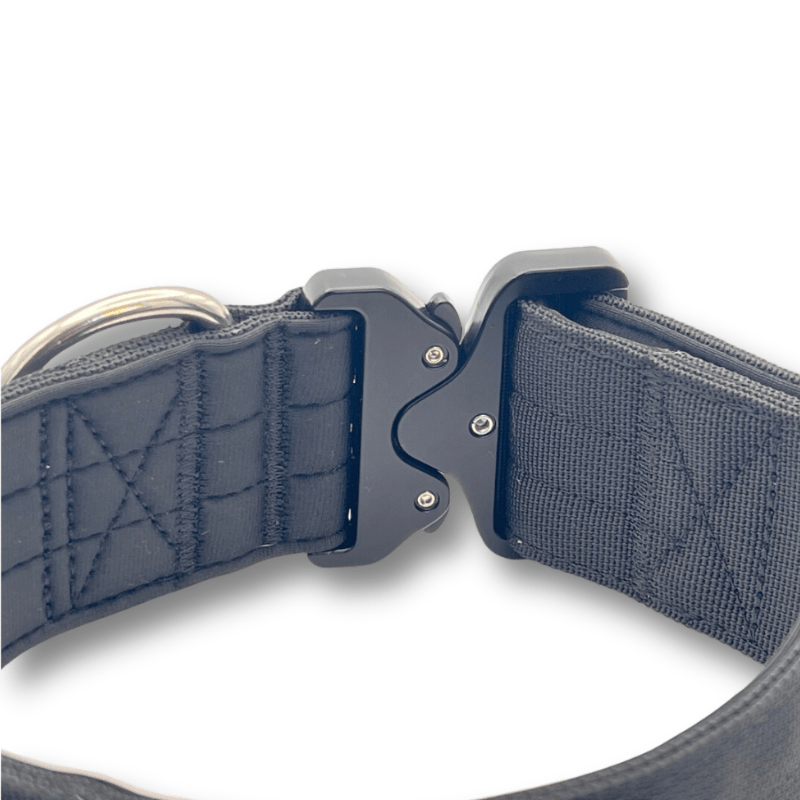 ApexCanine Tactical Dog Collar - Black - close up on details 