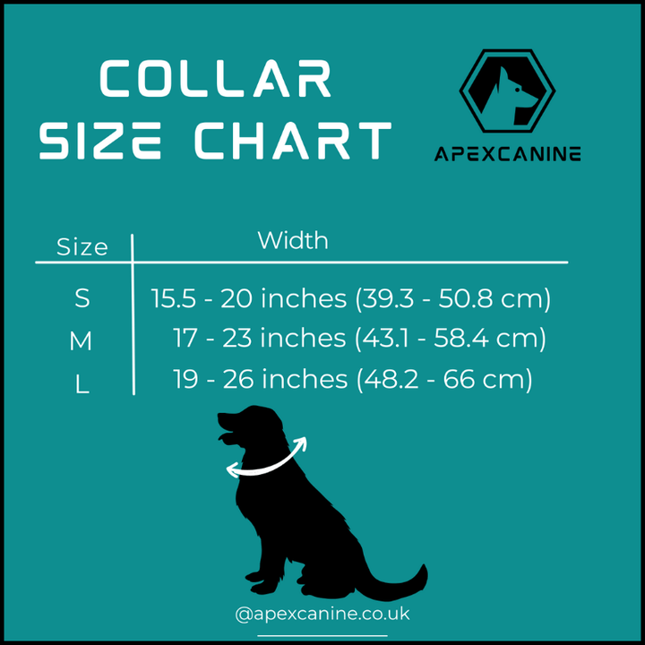 ApexCanine Tactical Dog Collar - Black size chart